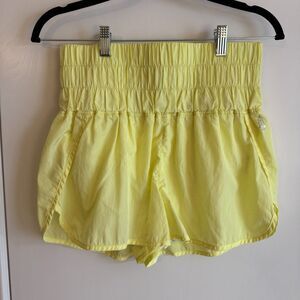 Womens FP Free People Movement The Way Home High Waist Yellow Shorts Med EUC